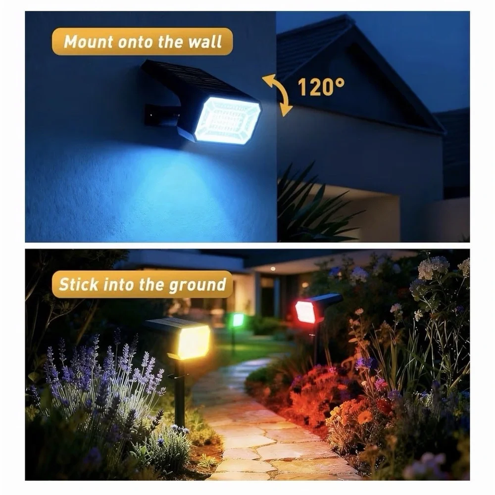 Solar Color Changing Spot Lights Outdoor Waterproof IP65, [4 Pack/32 LED/7 Mo...